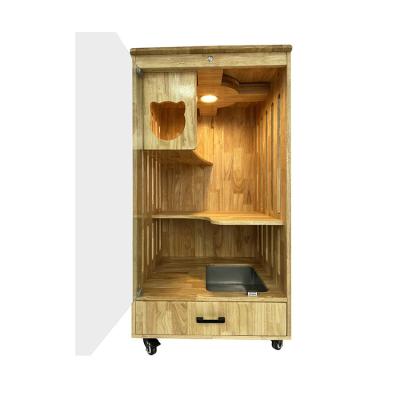 China Easy sterilize and washable Solid wood 3 layer cat villa cat home cat house pet paradise with drawer for sale