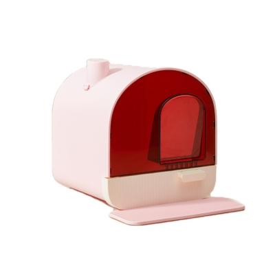 China High Quality Cute Cats Room Shape Pet Toilet Elder Enclosed Large Cat Litter Box for sale