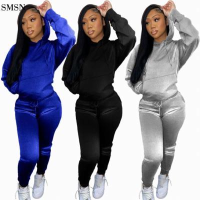 China New Hoodie Solid Color Anti-pilling Two-Piece Pants Fashionable Velvet Casual Two-Piece Set Set Ladies Women's Sets for sale