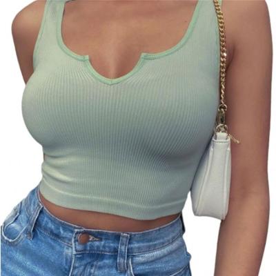 China MOEN Anti-Wrinkle Latest Design Women's Tight Tops Solid Color Fashionable Women's Sleeveless Tank Tops for sale