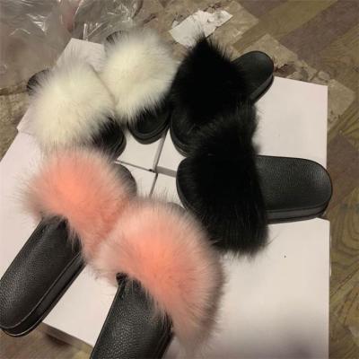 China Fashion Trend New Arrival 2021 Korean Faux Fur Slides Summer Fluffy Slippers for sale