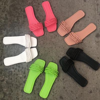 China Fashion trend best-selling style casual elegant korean solid candy color soft slippers for sale