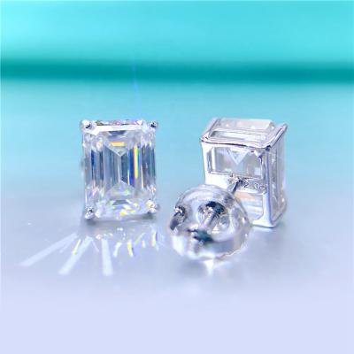 China Mister CLASSIC Jewelry Screw Back VVS High Quality Moissanite Emerald Cut Stud Earrings for sale