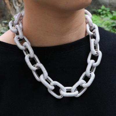 China Ice Resistant Cuban Link Chain Cuban Link Outlet Chain Full Diamond Link Bracelet Chain Necklace 2 in 1 for sale