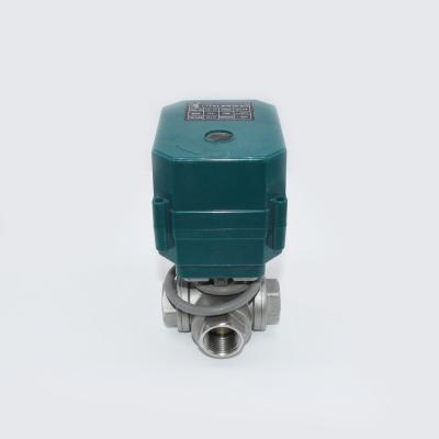 China DN8-DN25 DC 12V 3 way electric motorized ball valve with actuator High quality for sale