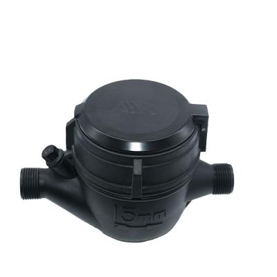 China DN15 Multi-jet water meter Dry type Plastic( nylon) black color Water flows Meter for sale