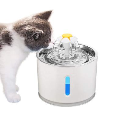 China Cat Dog Fresh Water Fountain Pet Automatic Automatic Drinking Water Bottles LED Smart Water Bottles 2.4L Pet Drinking Fountain Stainless Steel for sale