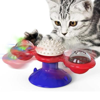 China Popular Stocked Rotate Cat Toy Roller Box Automatic Interactive Cat Toy Spining Pet Toy Windmill Various Features for sale