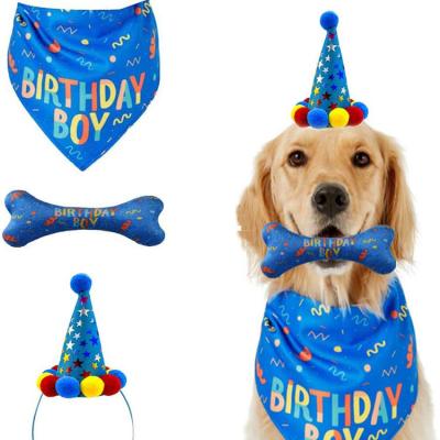 China Popular CLASSICS Happy Birthday Chew Bone Toy Hat Bandana Scarf Dog Decorations Places For Pet Cat Holidays for sale