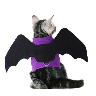 China Cool Stocked Halloween Bat Wings Black Cat Halloween Costume Pet Clothing Supplies For Holidays for sale