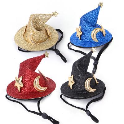 China Custom Holiday Stocked Glitter Wizard Pet Hamster Props DIY Magic Halloween Witch Hat for sale