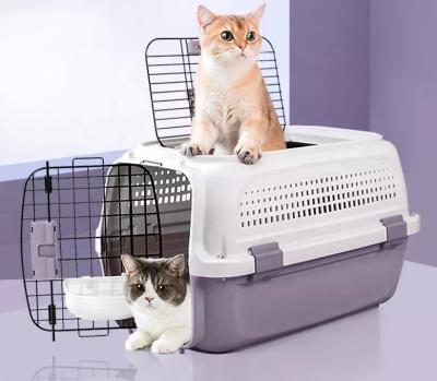 China Approved Stored Pet Traveler Cage Carriers Cat Indoor Outdoor Portable Dog Carrier Airline Carrier Dog Cage for sale