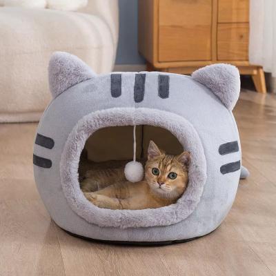 China Winter Soft Material Cat House Modern Partially Enclosed Plush Dog Sleep Blanket Pet Nest Warm Bed Room Removable for sale