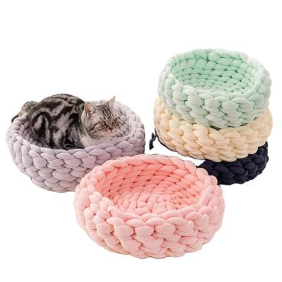 China XXXL Knitted Cat Breathable Easy Clean Pet Soft Nest Bed Breathable Foldable Relaxing Washable Bed for sale