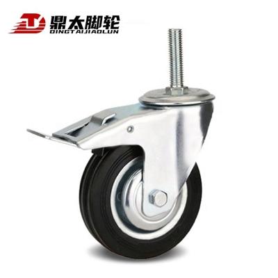 China Other Black Rubber Industrial Flat Bottom Screw Heavy Duty Industrial Bin Trolley Shopping Trolley Caster Wheel for sale