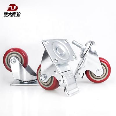 China Other Red Jujube Red 2.5 3 4 5 Inch Double Axle Casters Abrasion Heavy Duty Wheelbarrow Brake Wheels Industrial Casters for sale