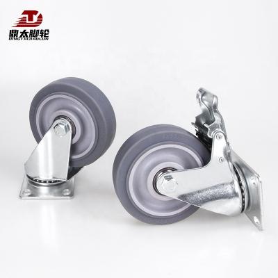 China Other TPR Casters 3 4 5 Inch Rubber Furniture Casters Muffle Wheel Barrow Wheels Brakes Medium Motion Caster for sale