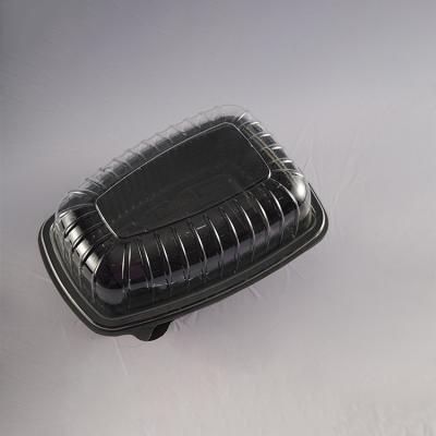 China Custom Customized Freshness Storage Wholesale Food Grade PP Packaging Box Container With Transparent Lid Black Base For Roast Chicken Turkey for sale