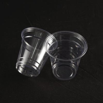 China Single Wall Clear PET Logo Printed Milkshake Cups Custom Made With Lids Clear Plastic Smoothie Juice Cup Drinkware for sale