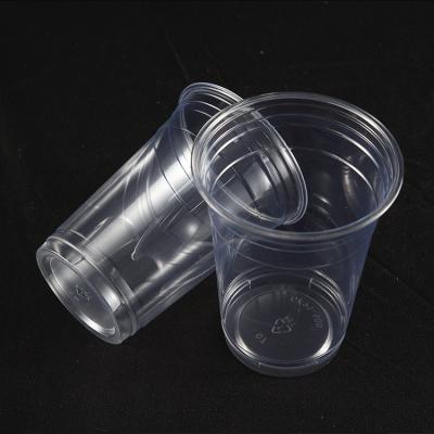 China Custom Logo Printed Coffee Drink Plastic Single Wall Cup PET Transparent Disposable Plastic Cup With Lid for sale