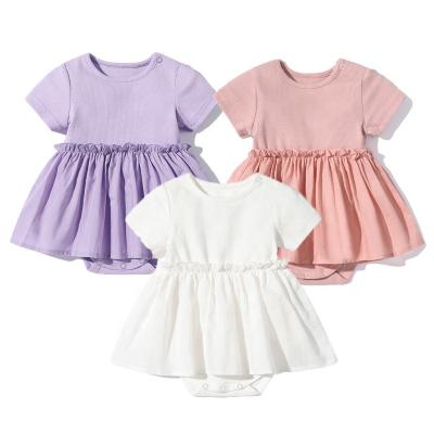 China 2022 Summer Dress 2022 Summer Anti-wrinkle Cotton Shorts Sets Newborn Babies White Clothes Dresses for sale