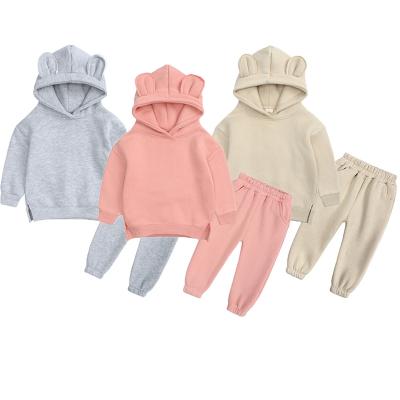 China Wholesale Thicker Hooded Two-Piece Pants Anti-Static Set Hoodies Custom Made Kids Winter Cotton Girls Clothing Sets for sale