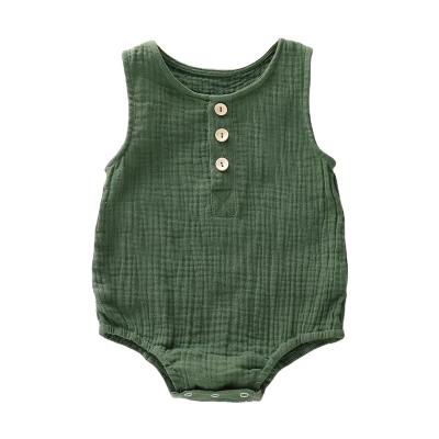 China China Manufacturer Supply Custom High Quality Baby Eco-friendly Cotton Sleeveless Romper With Button for sale