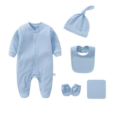 China Cozy Baby Clothes Baby Rompers Cotton Custom High Quality Simple White Long Sleeve Newborn Clothes Romper Sets for sale