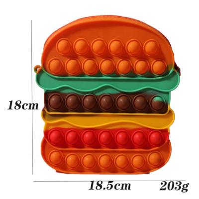 China New Anti Stress Bag Fashion Silicone Messenger Bag Children Educational Decompression Toys Burger Bag Noise Bubble Busy Person Toys for sale