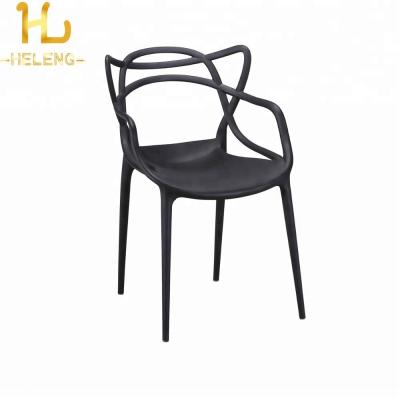 China Dining chair colorful plastic chair home furniture new design pp with back and arm for dining room for sale