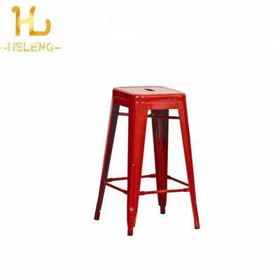 China Cheap / Practical Modern Colorful Stacking Steel Sneak High Metal Bar Chair For Kitchen for sale