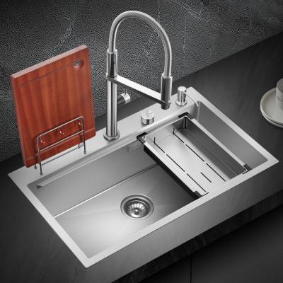 China With Faucet New Modern Style Undermount S/S Handmade Sink Kitchen With Drain Basket And Cutting Board for sale