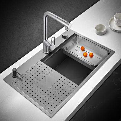 China With Faucet Nodma SUS Countertops Undermount Farmhouse Waterfall Nano Apron Sink for sale