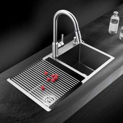 China With Handmade Faucet Nodma Double Bowl Kitchen Sink Steps Kitchen Apron Nano Sink Above Faucet Farmhouse Kitchen Sinks for sale