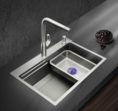 China With Faucet Modern Customized Black Kitchen Workstation With Single Waterfall Faucet Sink Stainless Steel Kitchen Sink for sale