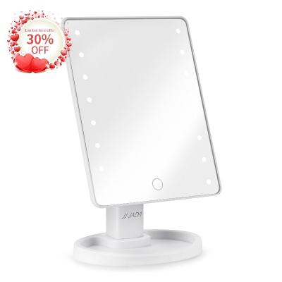 China Lighted 180 Degree Touch 16pcs LED Lights Beauty LED Makeup Mirror Table Mirror Girls Makeup Rotation Sensor for sale