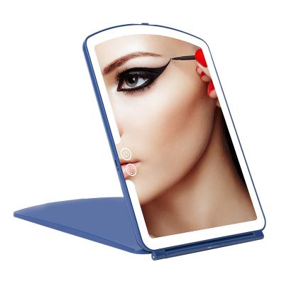 China Wholesales USB Lit Foldable Support Charging Led Light LED Dimming Function Tablet Makeup Mirror for sale