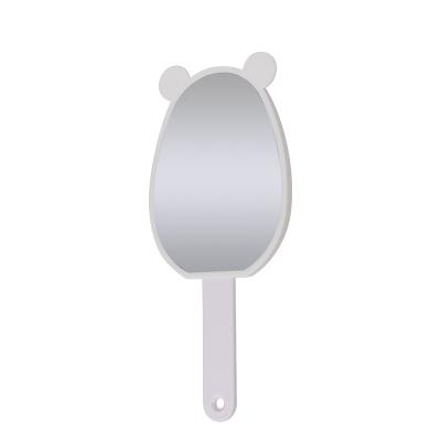 China Wholesale Non-Specific Mini Cute Oval Bear Thin Portable Single Side Plastic Hand Mirror Set With Hair Comb for sale