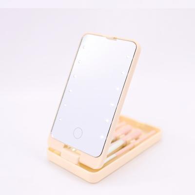 China Lighted Touch Screen Wholesale Protable Mirror Travel Folded Storage Desk Table Top Led Makeup Mirror for sale