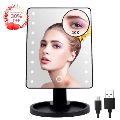 China Lighted 180 Degree Touch 16pcs LED Lights Beauty Makeup Mirror Table Mirror Girls Makeup Rotation Sensor for sale