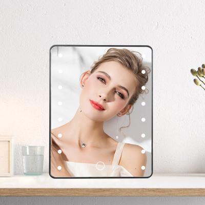 China Hot Touch 2021 Smart Lighted 16LED Sensor Lighted Mirror With Kickstand And Adjustable Rotation for sale