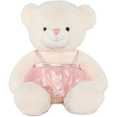 China Wholesale Eco-friendly Teddy Bear Mascot Dress White Pink Dress Doll Toy Bear Maiden Girls Gift for sale