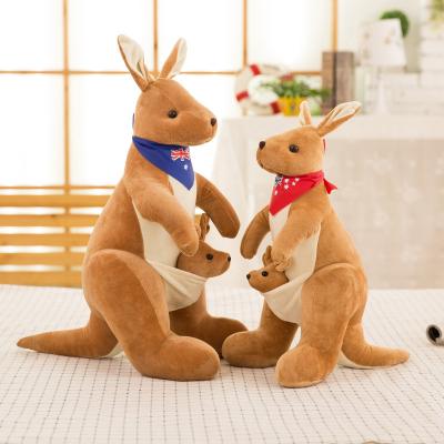 China Custom Logo Eco-friendly Zoo Souvenir Mascot PP Cotton Plush Soft Wild Animal Kangaroo Stuffed Toy for sale