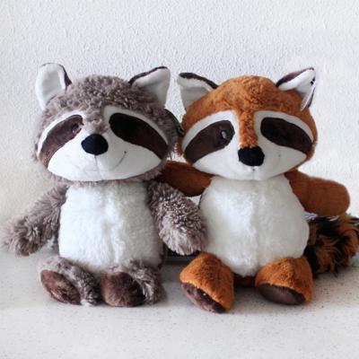 China Hot Selling Eco-friendly Sleeping Wild Animals Cotton Plush Sound Doll Raccoon Plush Pillow Toy for sale