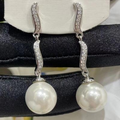 China New Romantic Design Pearl Jewelry 925 Sterling Silver Simple Line Earrings Fashion Earrings for sale