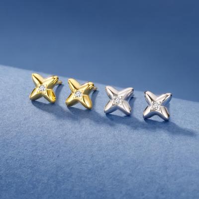 China Exquisite 18k Gold Zircon Star Stud Earrings Fashion Jewelry Romantic Silvery Minimalist 925 Newcomers for sale