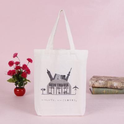 China Eco-Friendly 140gsm Handled Cotton Canvas Reusable Tote Bag Square Customer Custom Printed 100% Cotton Tote Shopping Bag for sale