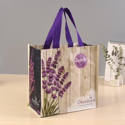 China Tote Shopper Bags Customized Four Color PP Woven Bag Handled Promotional Printing Amination Flower Printing pp woven bag with lamination for sale