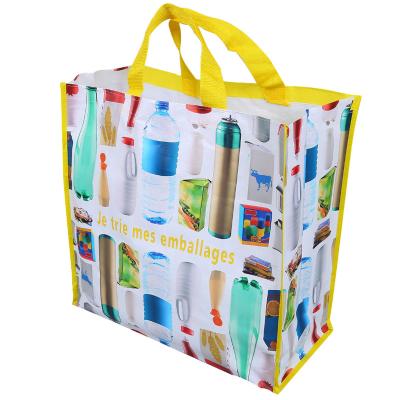 China Custom Handled Logo Laminated Plastic PP Woven Bag Reusable Grocery Recycled Ecobag PP-woven Bags Laminated PP Woven Carry Bag for sale