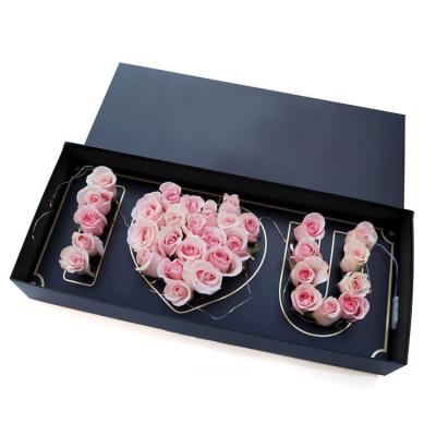 China New recycled materials flower box gift box long hot sale rectangular valentines day i love you rose flower gift box for sale